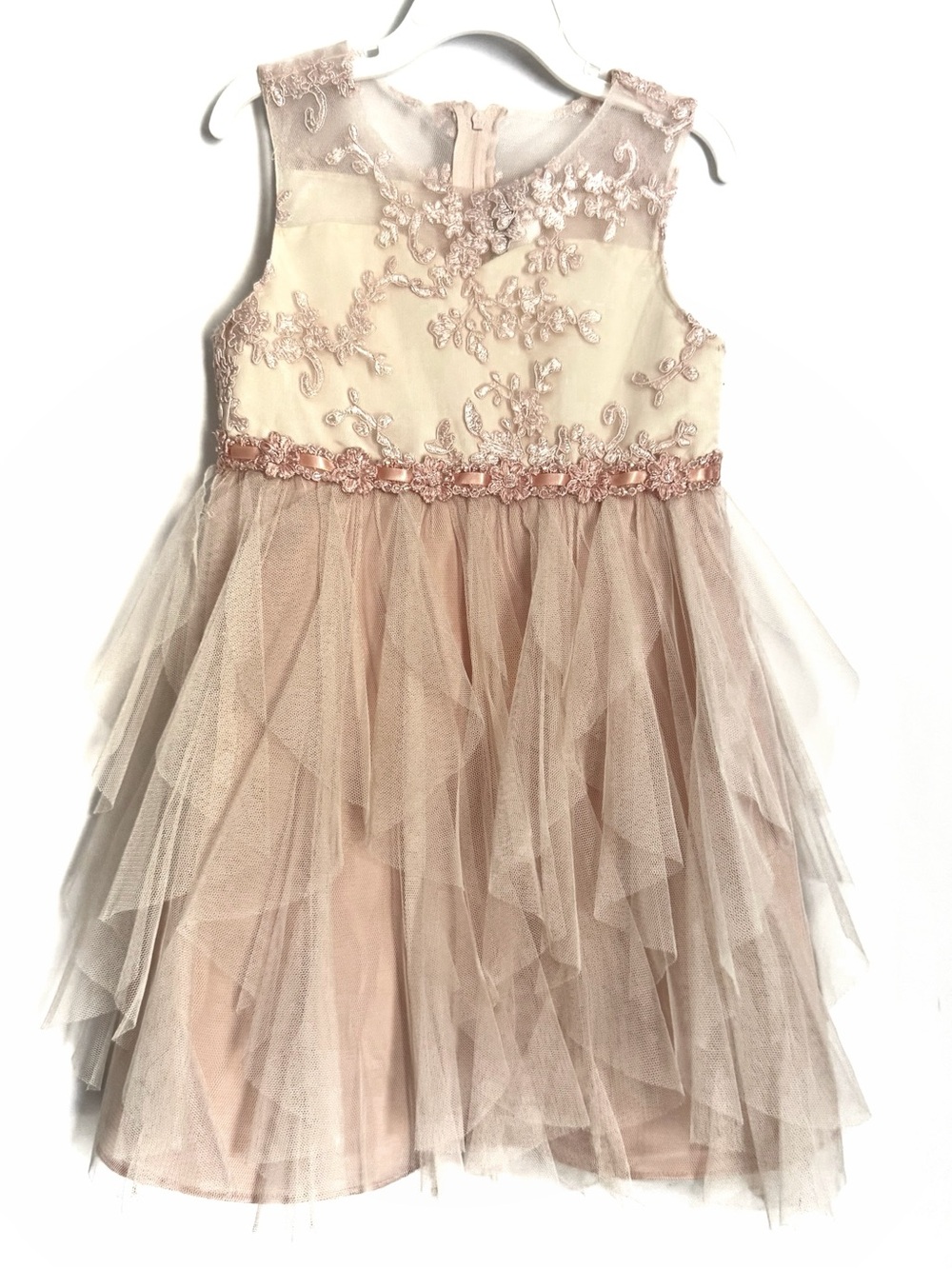 Rare Editions Girls Blush Pink Tiered Tulle Party Dress Size 5